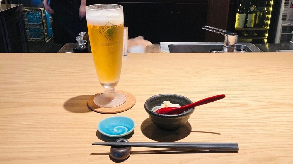 生ビールとお通し